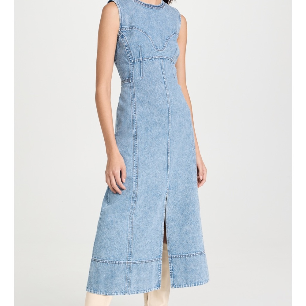 Tanya Taylor Light Blue Denim Midi Dress